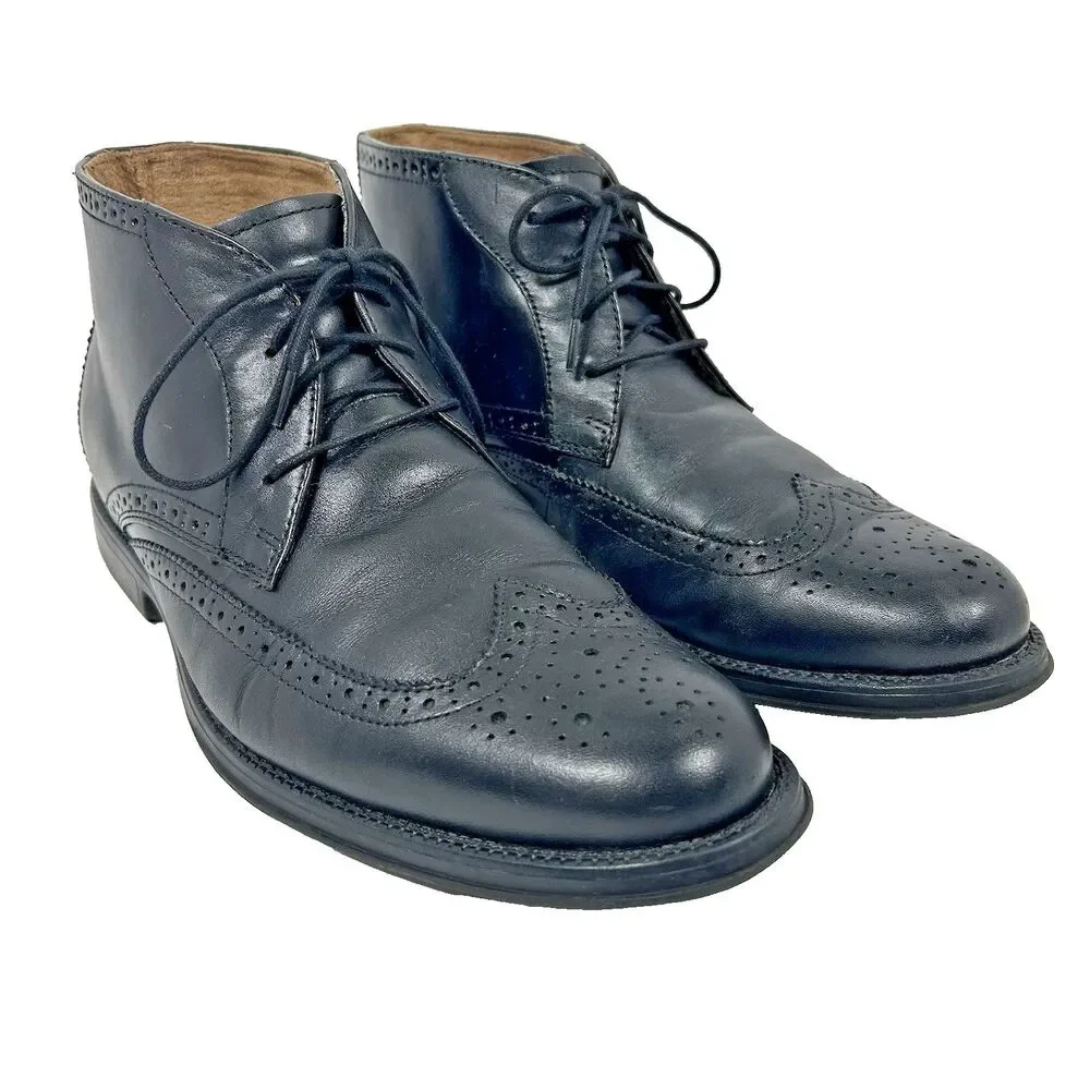 NUNN BUSH Chukka Boots Men’s 10W Black Leather Dual Comfort Memory Foam 84608